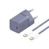 Ładowarka sieciowa Baseus GaN5 30W USB-C EU z fioletowym kablem Baseus Dynamic 3 USB-C 100W 1m - fioletowa